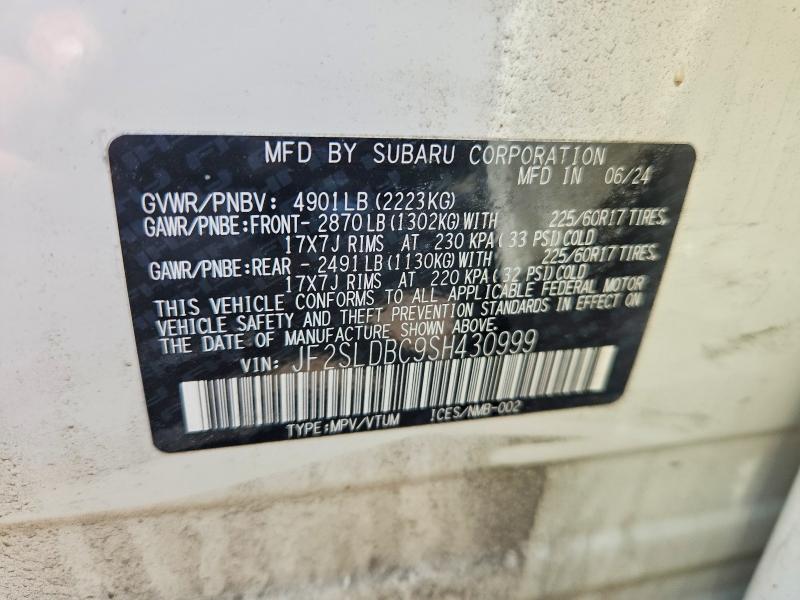 54203496 :رقم المزاد ، JF2SLDBC9SH430999 vin ، 2025 Subaru Forester مزاد بيع