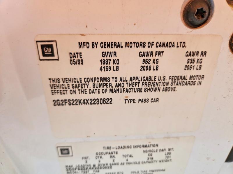 Auction sale of the 1999 Pontiac Firebird, vin: 2G2FS22K4X2230622, lot number: 55097566