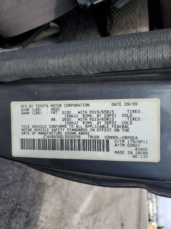 Auction sale of the 1990 Toyota Pickup, vin: JT4VN93G8L5006558, lot number: 55218926