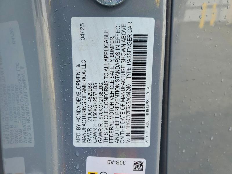Продаж на аукціоні авто 2025 Honda Accord, vin: 1HGCY2F62SA044240, номер лоту: 53741776