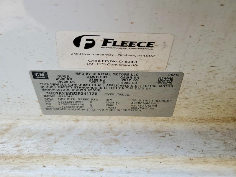 2016 Chevrolet Silverado მანქანა იყიდება აუქციონზე, vin: 1GC1KXE82GF241720, აუქციონის ნომერი: 54869776