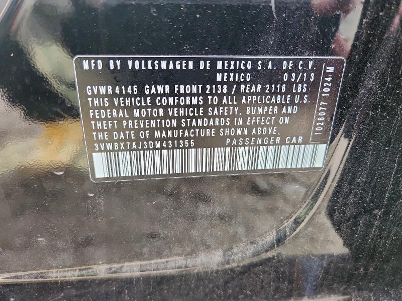 Продаж на аукціоні авто 2013 Volkswagen Jetta, vin: 3VWBX7AJ3DM431355, номер лоту: 52862456