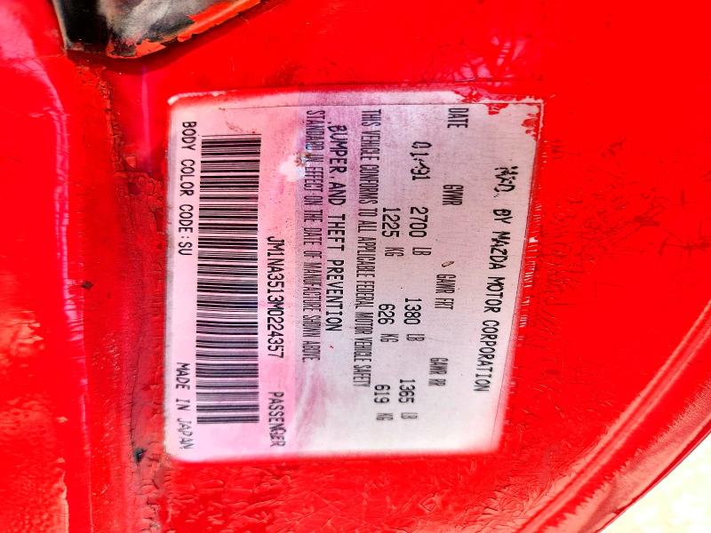 53026096 :رقم المزاد ، JM1NA3513M0224357 vin ، 1991 Mazda Mx-5 Miata مزاد بيع