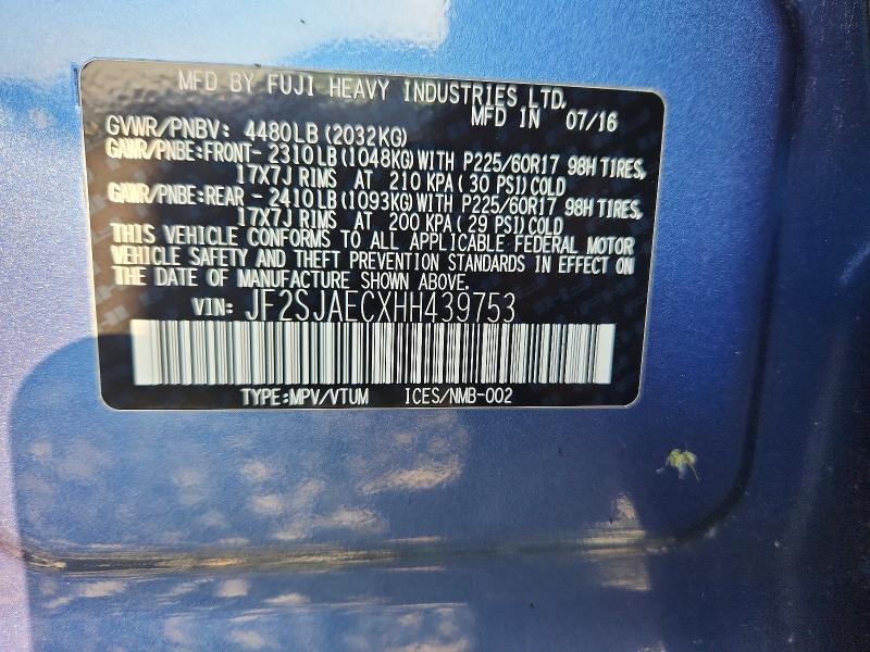 Aukcja sprzedaży 2017 Subaru Forester, vin: JF2SJAECXHH439753, numer aukcji: 52724316