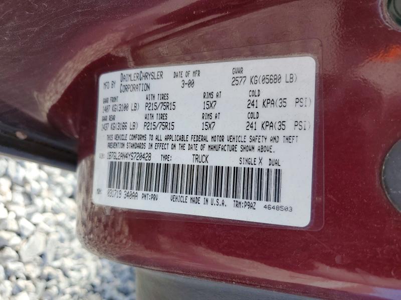 Aukcja sprzedaży 2000 Dodge Dakota, vin: 1B7GL2AN4YS720428, numer aukcji: 51549356