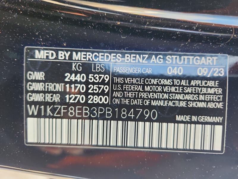 55205416 :رقم المزاد ، W1KZF8EB3PB184790 vin ، 2023 Mercedes-benz E مزاد بيع