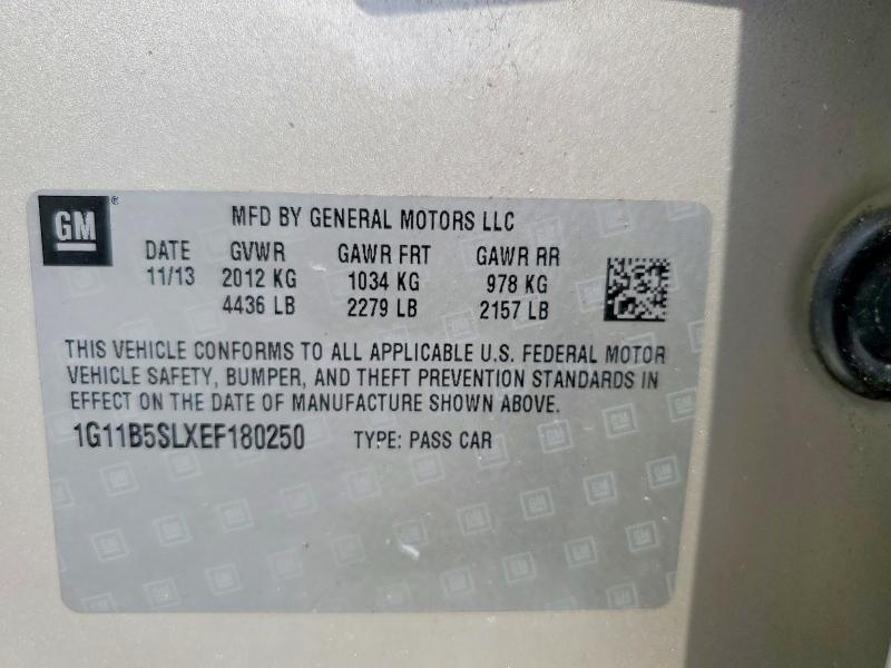 54130536 :رقم المزاد ، 1G11B5SLXEF180250 vin ، 2014 Chevrolet Malibu مزاد بيع