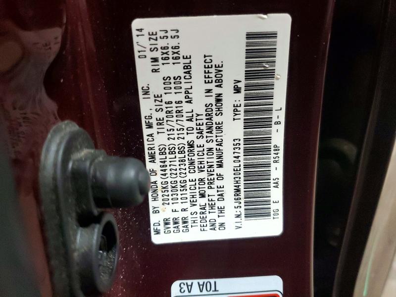 Продажа на аукционе авто 2014 Honda Cr-v, vin: 5J6RM4H30EL047353, номер лота: 51597216