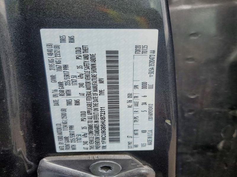 Aukcja sprzedaży 2017 Ford Escape, vin: 1FMCU9G95HUB72311, numer aukcji: 52192096