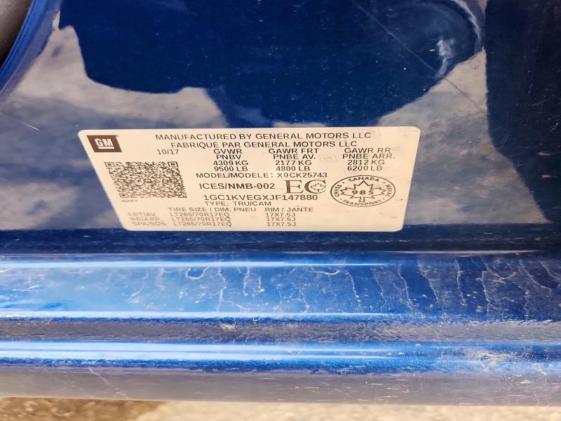 Продаж на аукціоні авто 2018 Chevrolet Silverado, vin: 1GC1KVEGXJF147880, номер лоту: 53818016