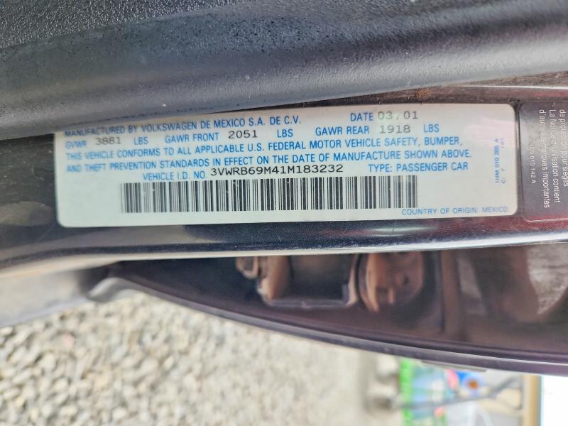 Продаж на аукціоні авто 2001 Volkswagen Jetta, vin: 3VWRB69M41M183232, номер лоту: 51027076