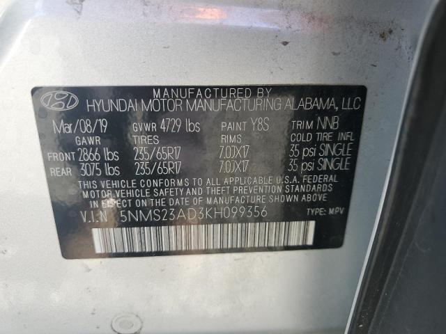 Продаж на аукціоні авто 2019 Hyundai Santa Fe, vin: 5NMS23AD3KH099356, номер лоту: 52764736