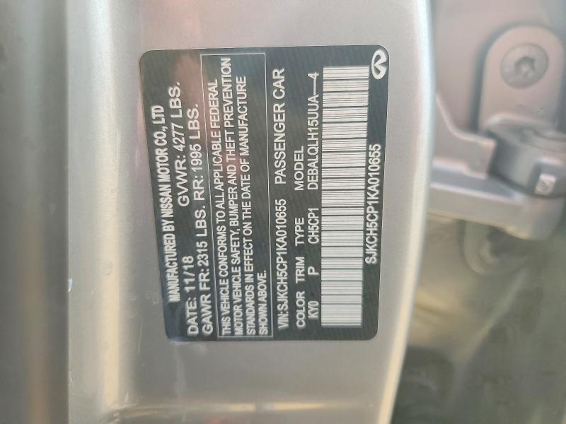 54552436 :رقم المزاد ، SJKCH5CP1KA010655 vin ، 2019 Infiniti Qx30 مزاد بيع