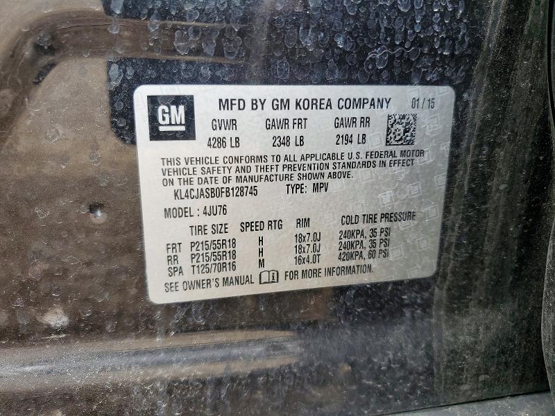 Aukcja sprzedaży 2015 Buick Encore, vin: KL4CJASB0FB128745, numer aukcji: 54910406