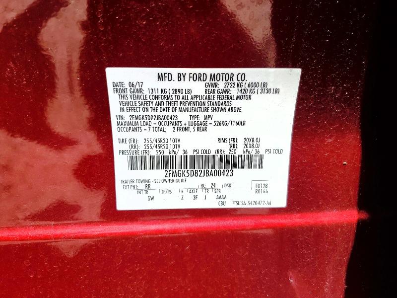 Продаж на аукціоні авто 2018 Ford Flex, vin: 2FMGK5D82JBA00423, номер лоту: 53116036