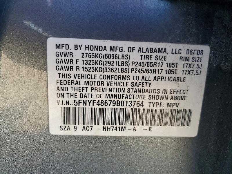 Продаж на аукціоні авто 2009 Honda Pilot, vin: 5FNYF48679B013764, номер лоту: 53368956