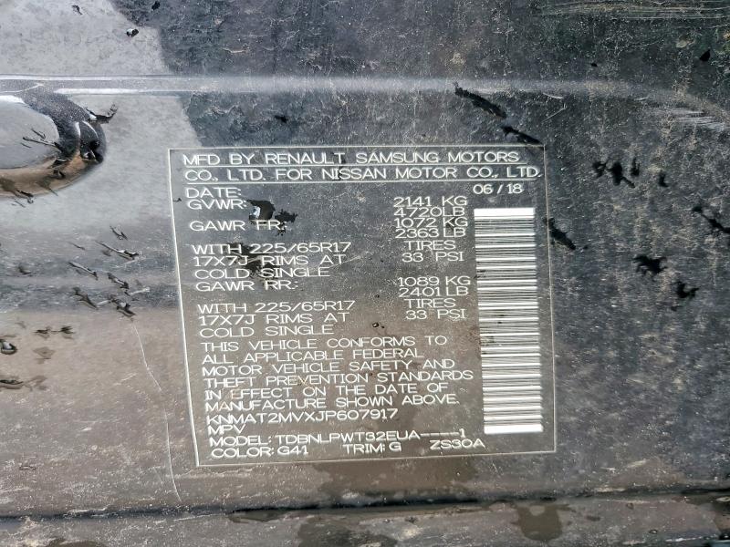 2018 Nissan Rogue მანქანა იყიდება აუქციონზე, vin: KNMAT2MVXJP607917, აუქციონის ნომერი: 53379056