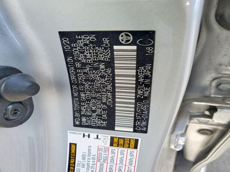 Aukcja sprzedaży 2021 Toyota Prius, vin: JTDKAMFU8M3137246, numer aukcji: 53022366