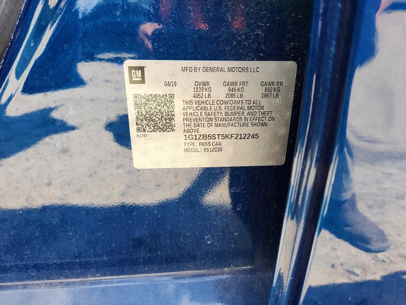 Продажа на аукционе авто 2019 Chevrolet Malibu, vin: 1G1ZB5ST5KF212245, номер лота: 54779246