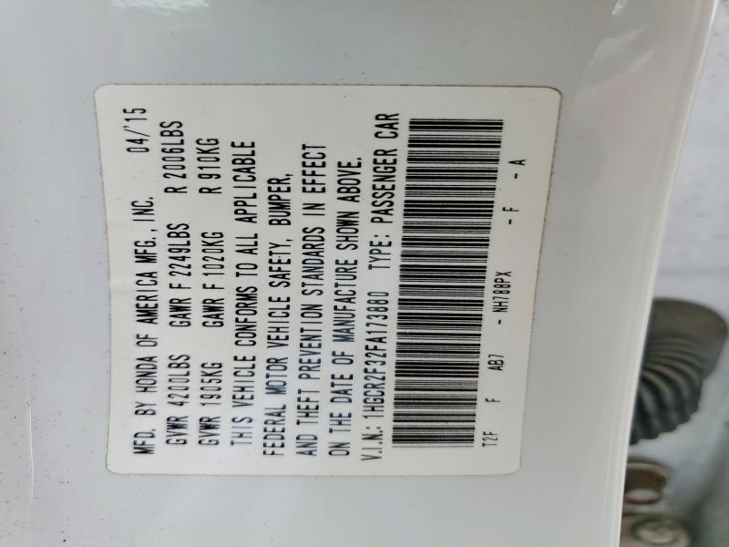 2015 Honda Accord მანქანა იყიდება აუქციონზე, vin: 1HGCR2F32FA173880, აუქციონის ნომერი: 52622346