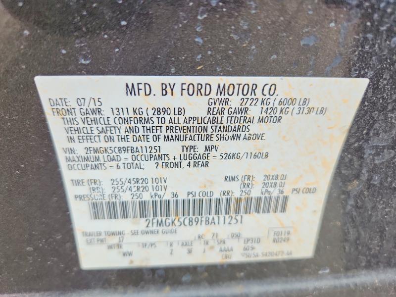 Aukcja sprzedaży 2015 Ford Flex, vin: 2FMGK5C89FBA11251, numer aukcji: 52220196