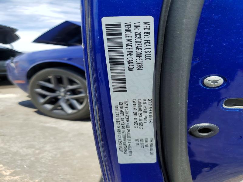 2021 Dodge Challenger მანქანა იყიდება აუქციონზე, vin: 2C3CDZAG0MH607264, აუქციონის ნომერი: 52316716