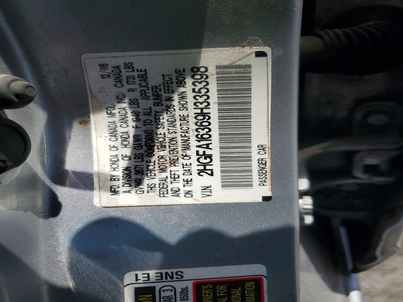 2009 Honda Civic მანქანა იყიდება აუქციონზე, vin: 2HGFA16369H335398, აუქციონის ნომერი: 52656946