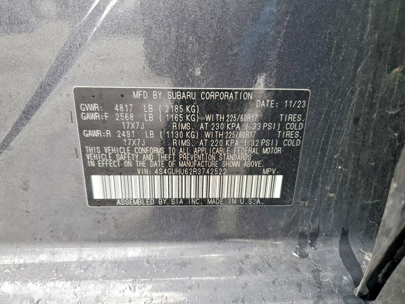 Продажа на аукционе авто 2024 Subaru Crosstrek, vin: 4S4GUHU62R3742522, номер лота: 53363666