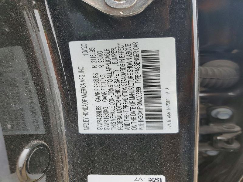 Aukcja sprzedaży 2021 Honda Accord, vin: 1HGCV1F10MA006399, numer aukcji: 53256326