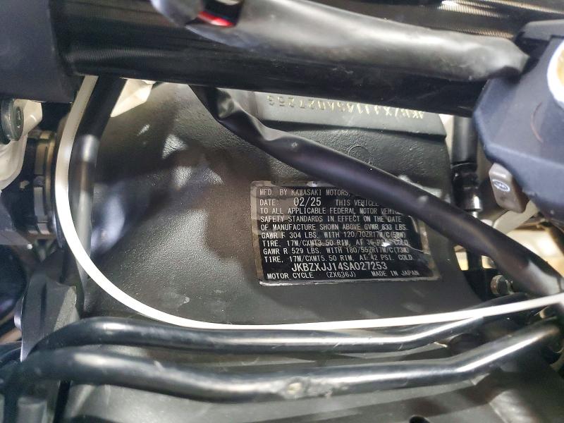 53818226 :رقم المزاد ، JKBZXJJ14SA027253 vin ، 2025 Kawasaki Zx636 مزاد بيع