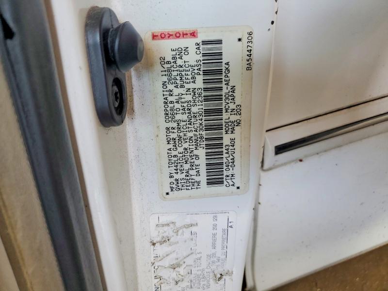 2003 Toyota Camry მანქანა იყიდება აუქციონზე, vin: JTDBF30K430112363, აუქციონის ნომერი: 54585546