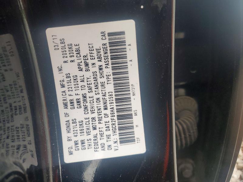 Aukcja sprzedaży 2017 Honda Accord, vin: 1HGCR2F86HA190583, numer aukcji: 54720936