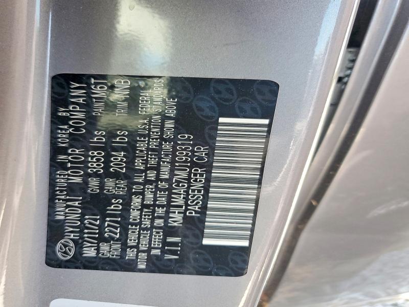 2021 Hyundai Elantra მანქანა იყიდება აუქციონზე, vin: KMHLM4AG7MU199319, აუქციონის ნომერი: 52243096