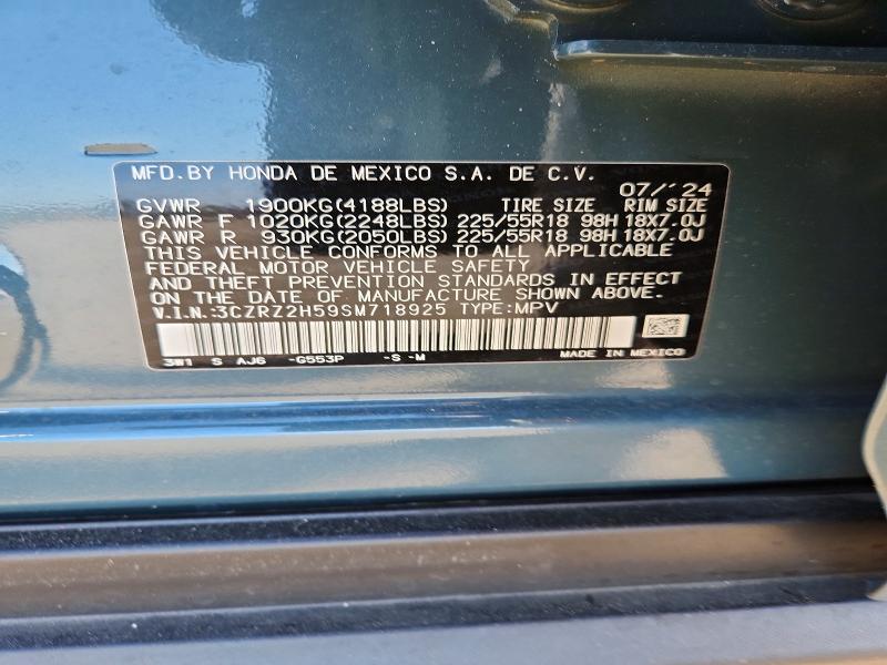 Продажа на аукционе авто 2025 Honda Hr-v, vin: 3CZRZ2H59SM718925, номер лота: 53962316