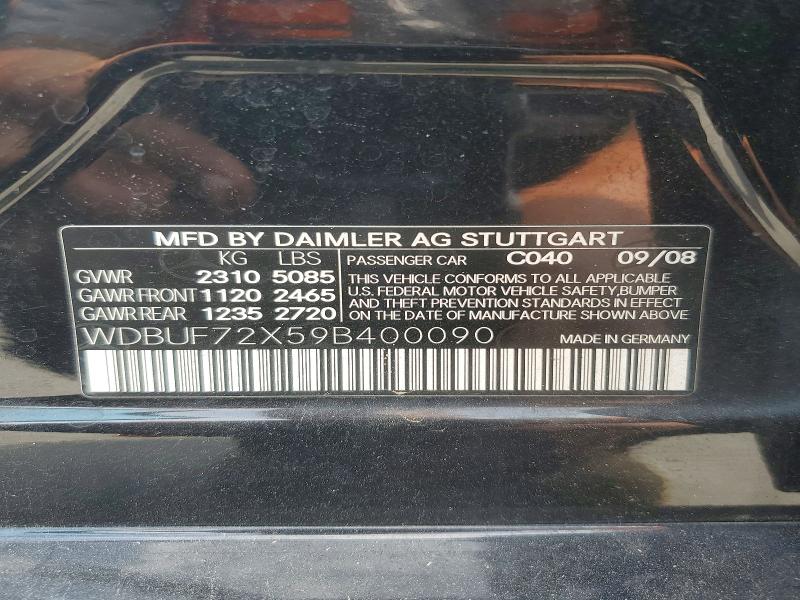 Продажа на аукционе авто 2009 Mercedes-benz E, vin: WDBUF72X59B400090, номер лота: 51813696