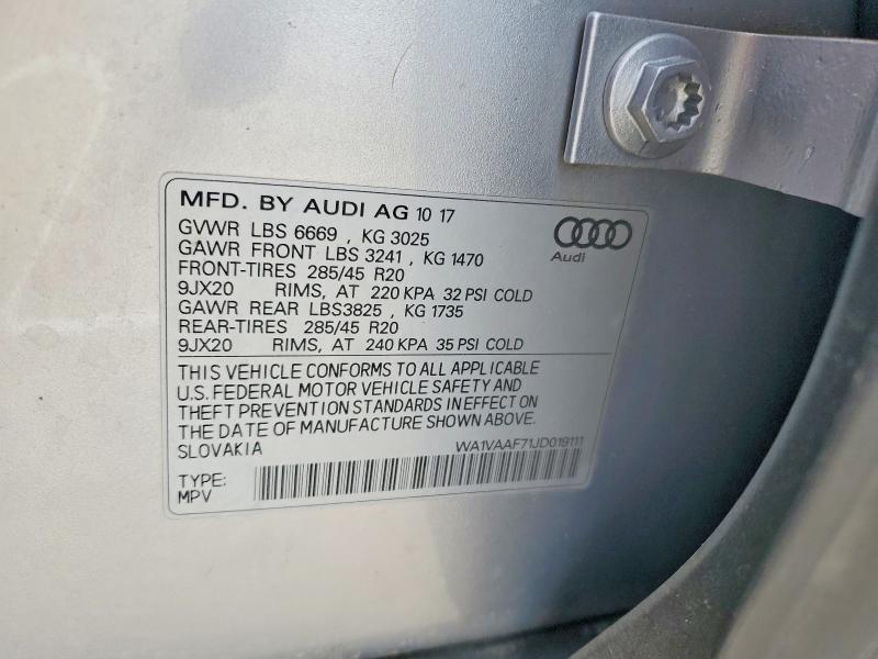 Aukcja sprzedaży 2018 Audi Q7, vin: WA1VAAF71JD019111, numer aukcji: 53740226