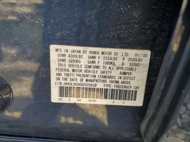 54977706 :رقم المزاد ، JH4CL96868C020638 vin ، 2008 Acura Tsx مزاد بيع