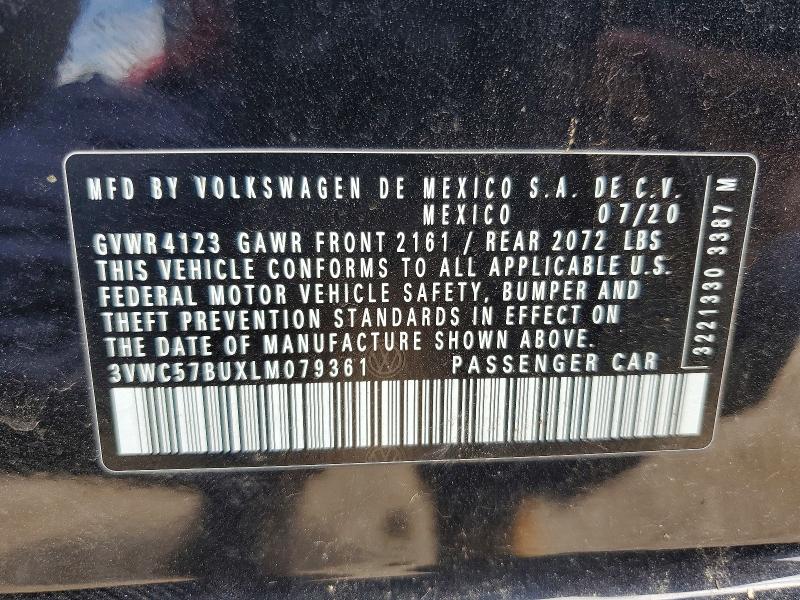 54650636 :رقم المزاد ، 3VWC57BUXLM079361 vin ، 2020 Volkswagen Jetta مزاد بيع