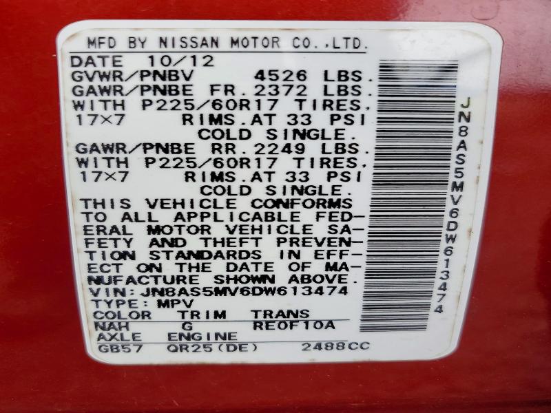 Продаж на аукціоні авто 2013 Nissan Rogue, vin: JN8AS5MV6DW613474, номер лоту: 54857216