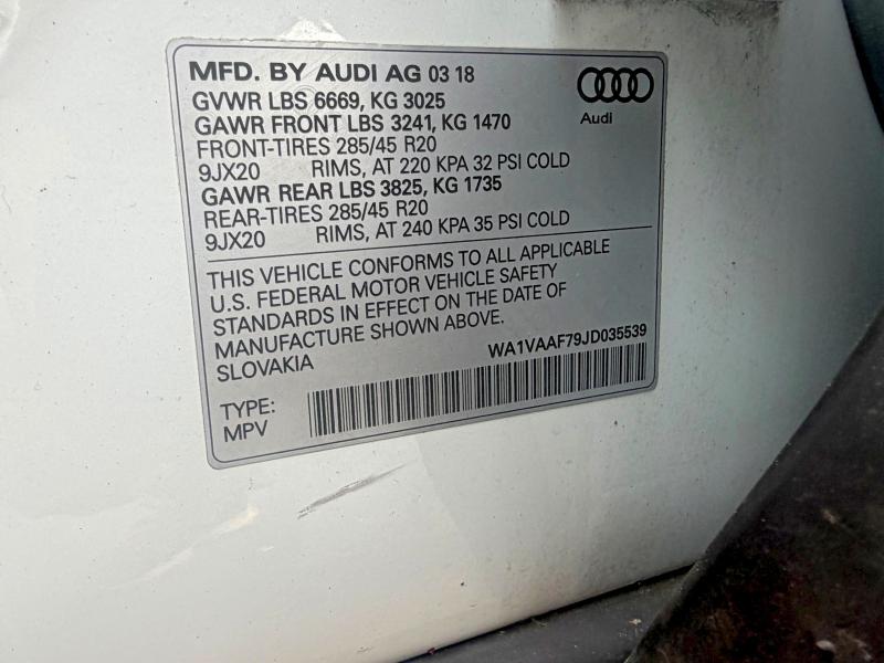 Aukcja sprzedaży 2018 Audi Q7, vin: WA1VAAF79JD035539, numer aukcji: 53451836