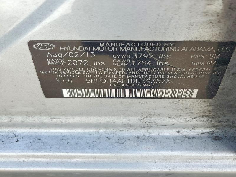 Aukcja sprzedaży 2013 Hyundai Elantra, vin: 5NPDH4AE1DH393575, numer aukcji: 54654006