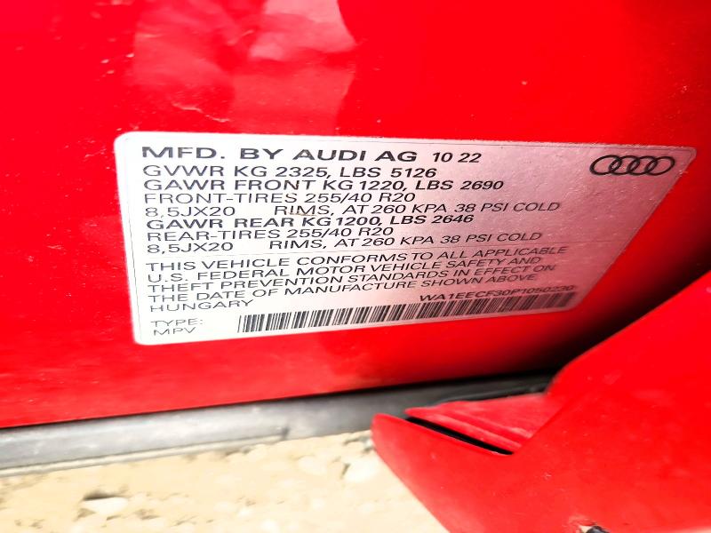 54017336 :رقم المزاد ، WA1EECF30P1050230 vin ، 2023 Audi Q3 مزاد بيع