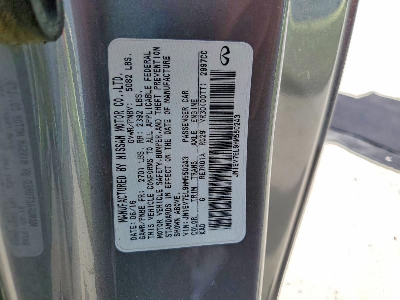 53513966 :رقم المزاد ، JN1EV7EL9HM550243 vin ، 2017 Infiniti Q60 مزاد بيع