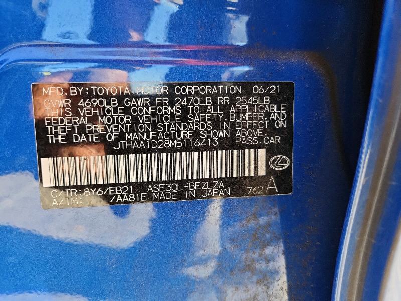 Продажа на аукционе авто 2021 Lexus Is, vin: JTHAA1D28M5116413, номер лота: 53945046