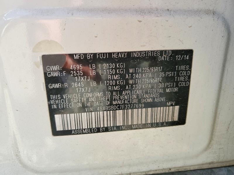 Продаж на аукціоні авто 2015 Subaru Outback, vin: 4S4BSBDC7F3277699, номер лоту: 52833316