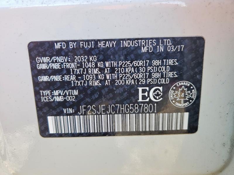 Aukcja sprzedaży 2017 Subaru Forester, vin: JF2SJEJC7HG587801, numer aukcji: 51653776