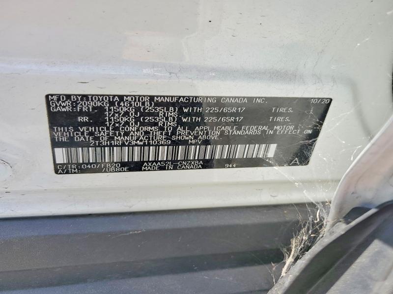 Aukcja sprzedaży 2021 Toyota Rav4, vin: 2T3H1RFV3MW110369, numer aukcji: 53519886