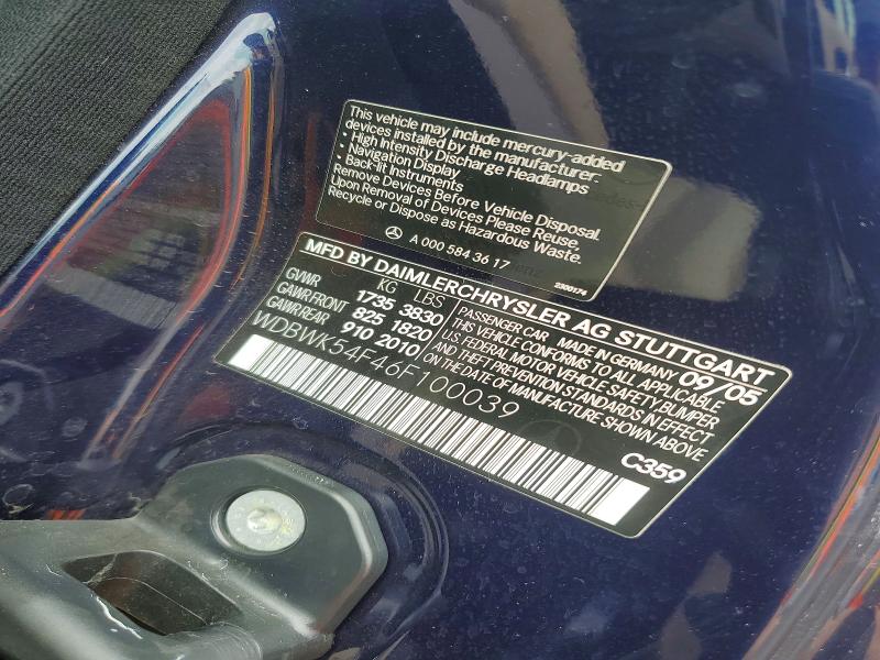 52238006 :رقم المزاد ، WDBWK54F46F100039 vin ، 2006 Mercedes-benz Slk مزاد بيع