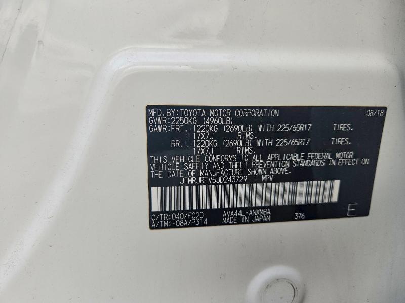Aukcja sprzedaży 2018 Toyota Rav4 Hybrid, vin: JTMRJREV5JD243729, numer aukcji: 51976876