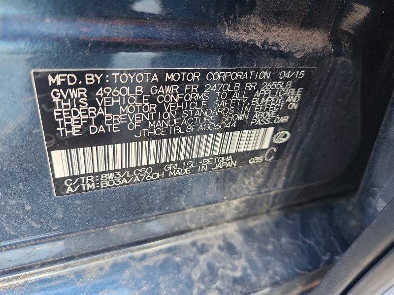 Продажа на аукционе авто 2015 Lexus Gs, vin: JTHCE1BL8FA006044, номер лота: 52232496